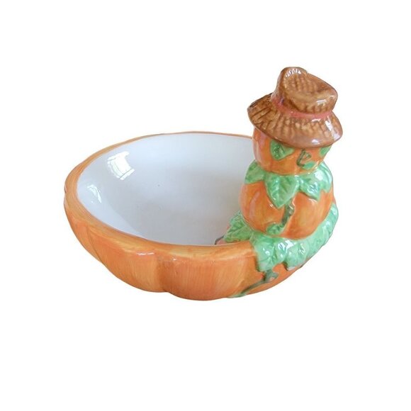 Bewitching Boo-tique Vintage Candy Bowl Pumpkins Scarecrow 6" NWB - Picture 7 of 8